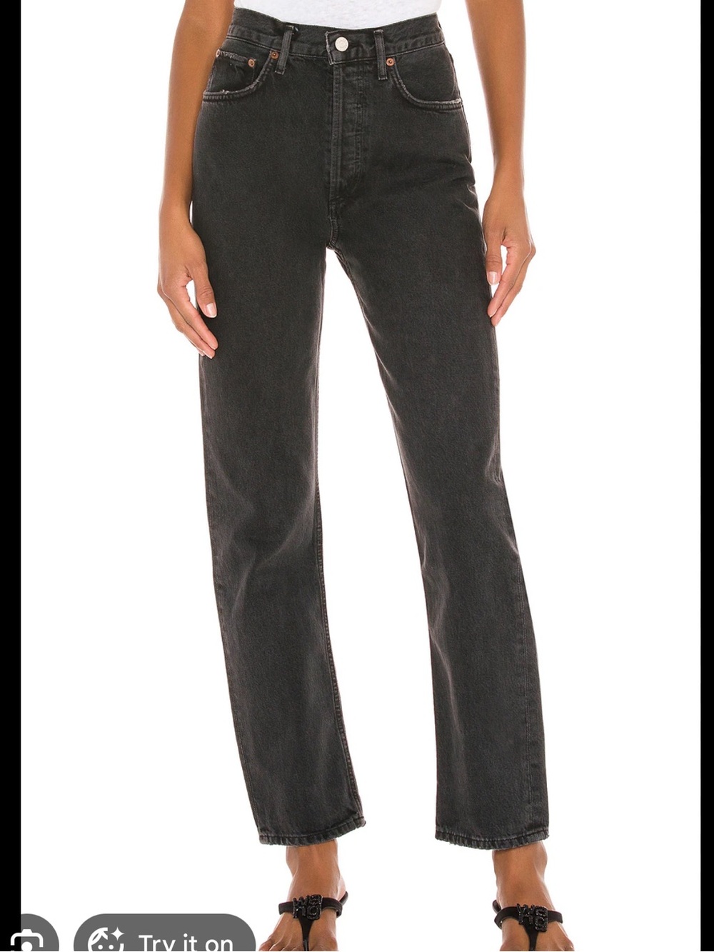 Agolde 90’s Pinch Waist Black Straight Leg High-Rise Jeans